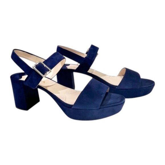 Prada NAVY Suede Platform Sandals NEW with COA - Picture 16 of 17